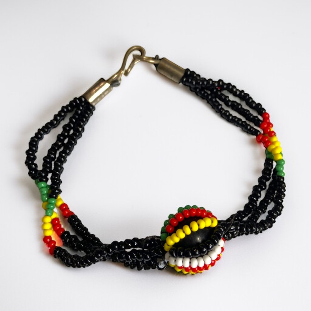 Rasta Ball Seed Bead Bracelet